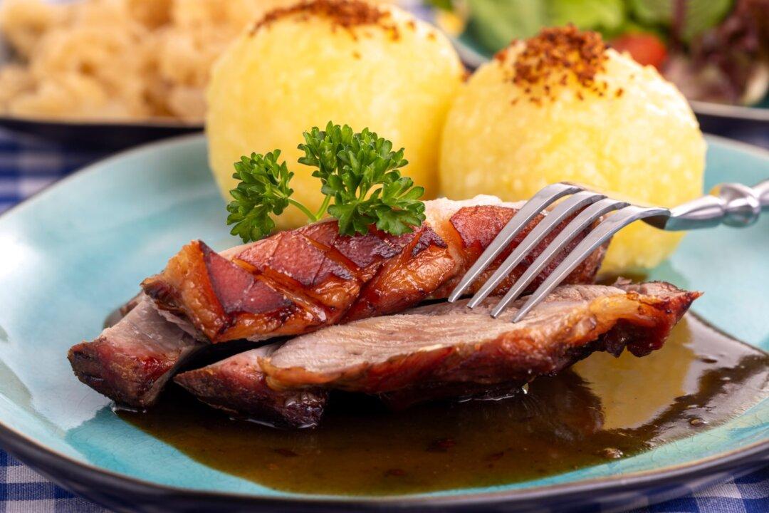 Bavarian Pork Roast With Cracklings, Bread Dumplings, and Gravy