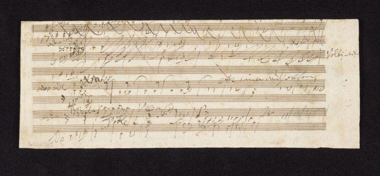 Sketches for the second movement of Symphony No. 7, Op. 92, 1812, by Ludwig van Beethoven. The Morgan Library & Museum. (James Fuld Collection)