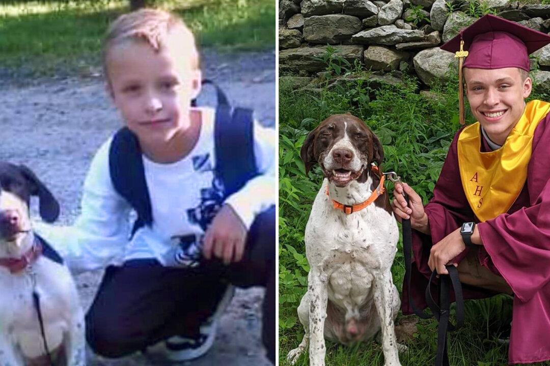 Family Recreates Adorable Photo of Boy and His Dog From First Grade to Graduation Day