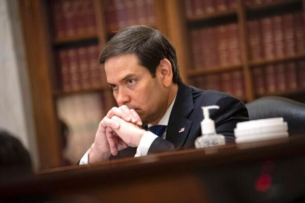 Sen. Marco Rubio (R-Fla.) listens during a hearing in Washington, on June 10, 2020. (Al-Drago-Pool/Getty Images)