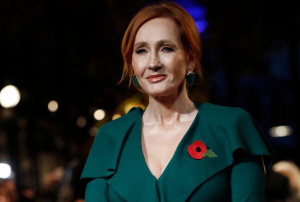 Writer J.K. Rowling poses for the media at the world premiere of the film "Fantastic Beasts: The Crimes of Grindelwald" in Paris on Nov. 8, 2018. (Christophe Ena/AP Photo)