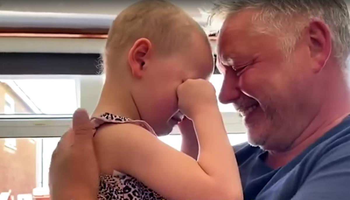 4-Year-Old Girl With Cancer Gives Dad a Hug After Being 7 Weeks Apart in a Tear-Jerking Video