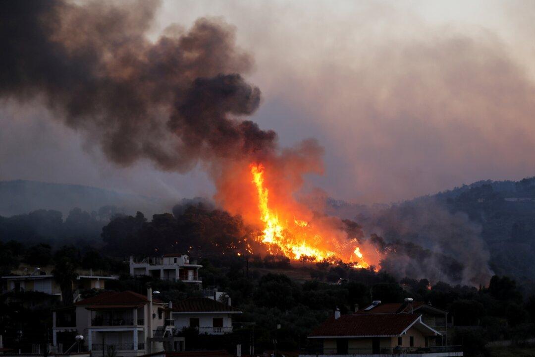 Greek Firefighters Battle Forest Blaze for Second Day Near Seaside Village