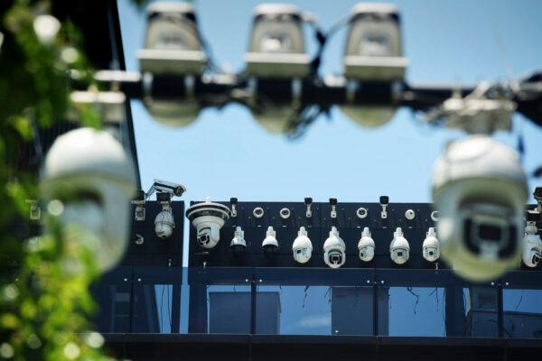 Surveillance cameras in Hangzhou, Zhejiang Province, China, on May 29, 2019. (STR/AFP via Getty Images)