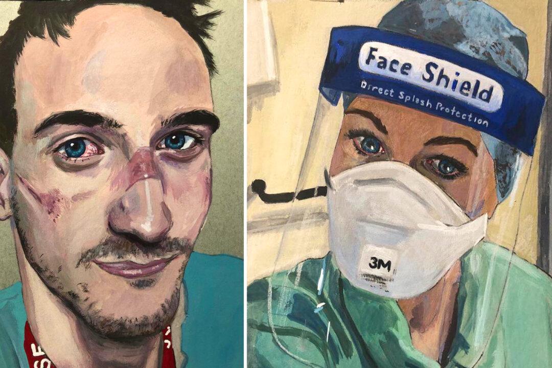 Man Paints Portraits of Front line Medics, Capturing Their Exhaustion Treating COVID-19 Patients