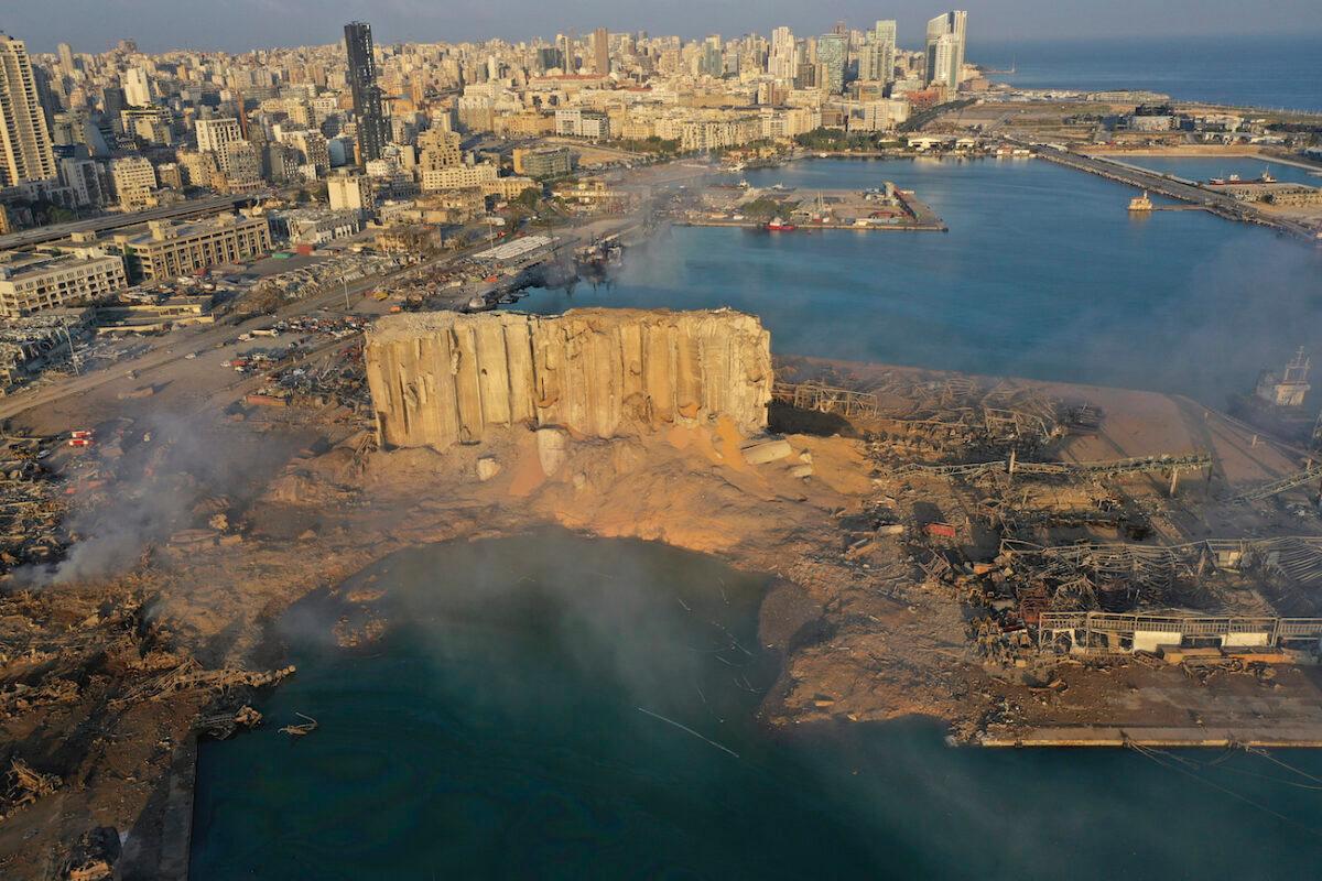 The scene of the explosion that hit the seaport of Beirut, Lebanon, on Aug. 5, 2020. (Hussein Malla/AP Photo)