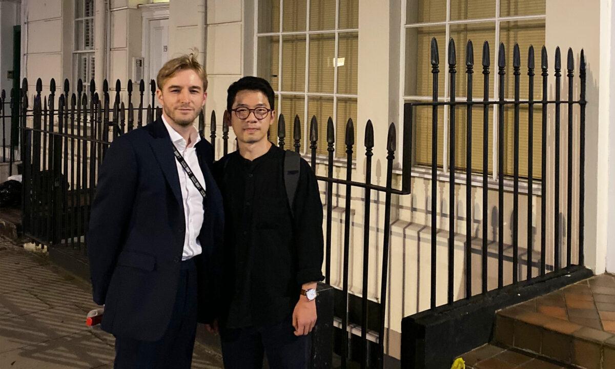Hong Kong Watch fellow Luke de Pulford and former Hong Kong legislative councillor Nathan Law in London. (Courtesy of Luke de Pulford)