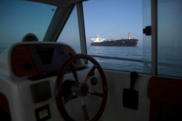 Iranian supertanker Grace 1 is seen from a boat off the coast of Gibraltar on Aug. 15, 2019. (Jorge Guerrero/AFP via Getty Images)