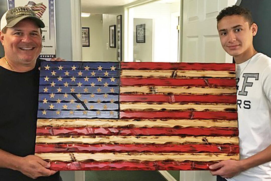 Teen Carves Wooden Flags to Raise Money for Forgotten Veterans and Medical Heroes