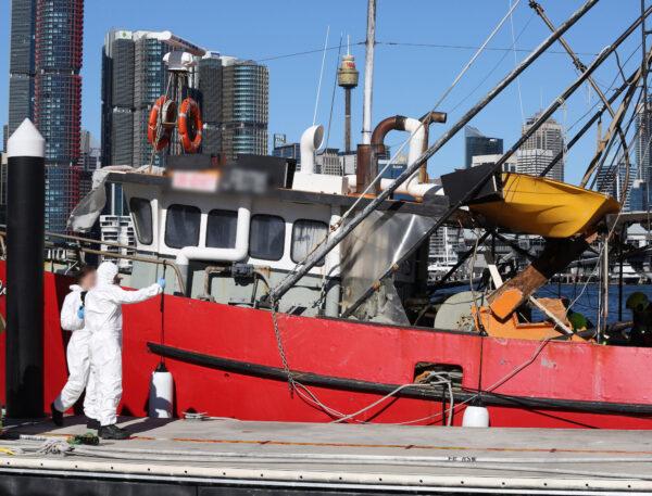 The Coralynne is examined in Balmain, Australia. (Australian Federal Police)