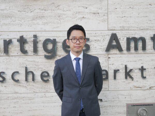 Hong Kong democracy activist Nathan Law attends a rally in front of the Federal Foreign Office in Berlin on Sept. 1, 2020. (The Epoch Times)