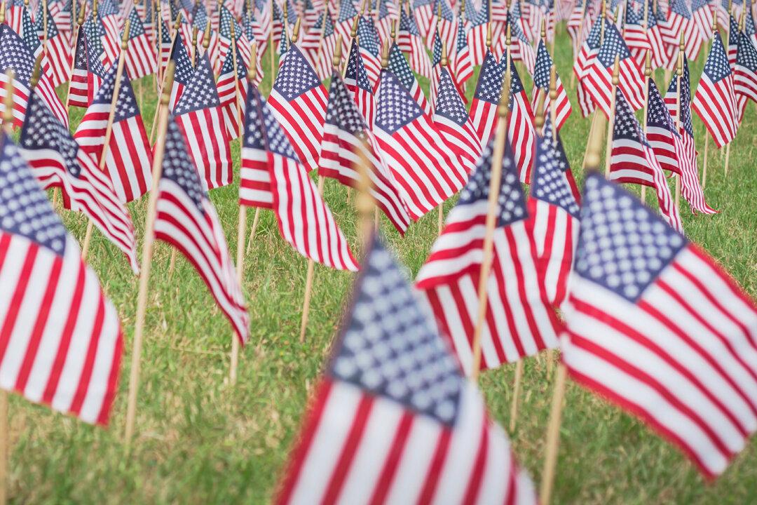 New York Firefighters Set up 3,000-Flag Twin Tower Tribute to Honor Lives Lost in 9/11
