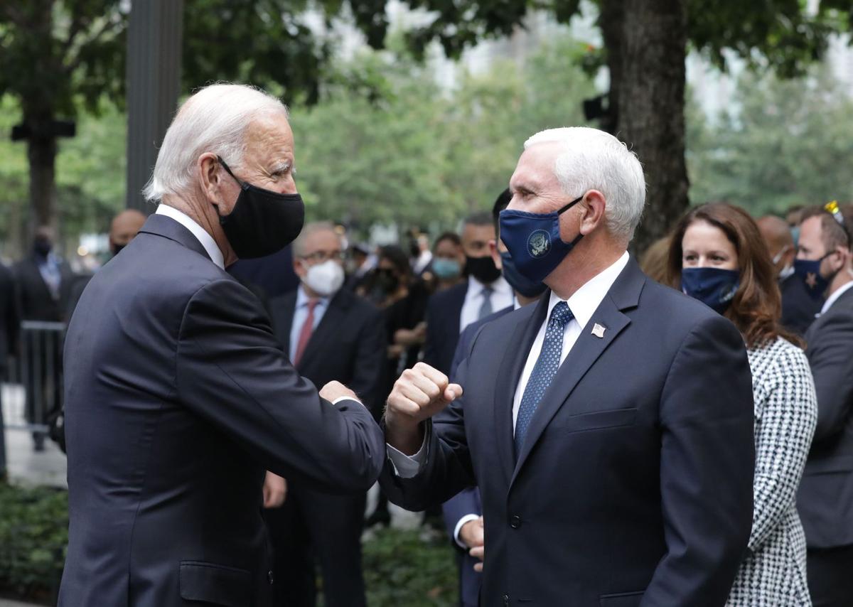 Pence and Biden Greet Each Other at Sept. 11 Memorial