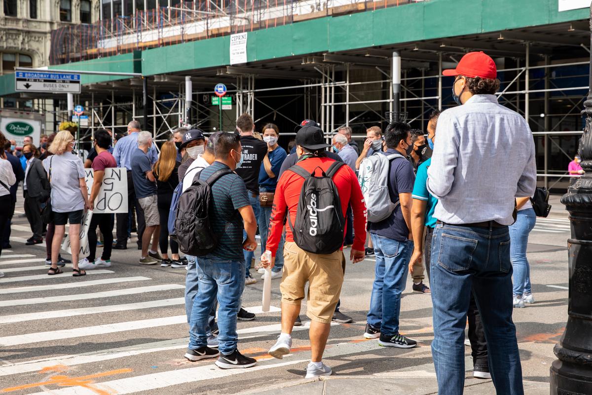 The aftermath of a protest organized by restaurant owners near City Hall in New York City, N.Y., on Sept. 14, 2020. (Chung I Ho/The Epoch Times)