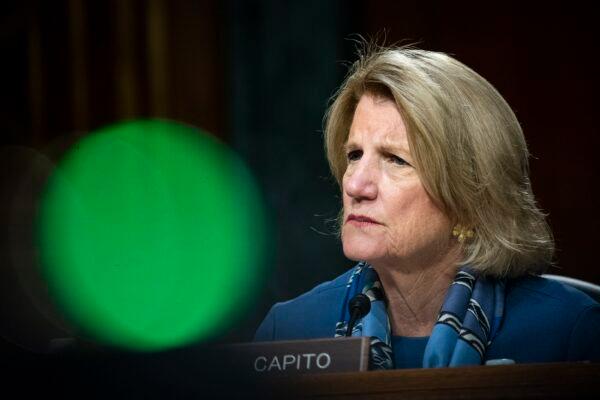 Sen. Shelley Moore Capito (R-W.Va.) listens during a hearing on Capitol Hill in Washington on May 20, 2020. (Al Drago/Pool/Getty Images)
