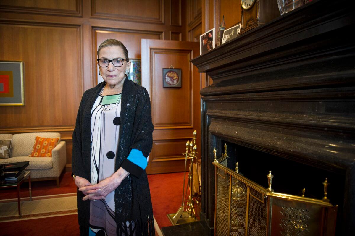 Associate Justice Ruth Bader Ginsburg is seen in her chambers in at the Supreme Court in Washington on July 31, 2014. (Cliff Owen/AP Photo)