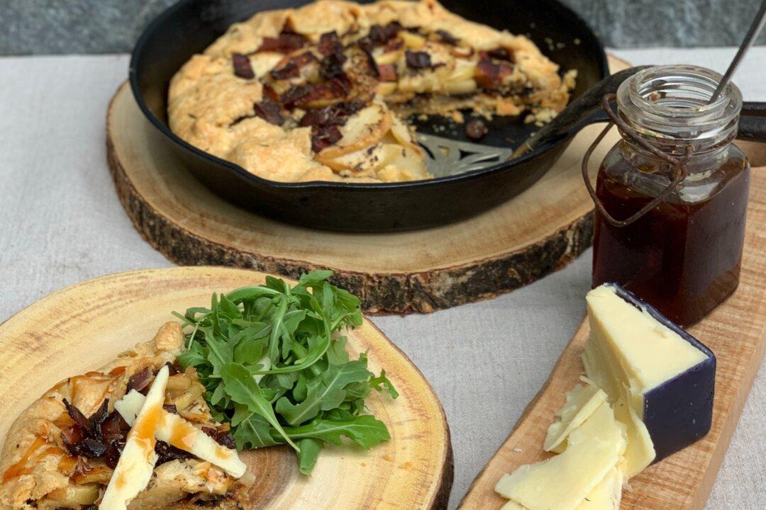 Apple Pie Goes Savory: Rustic Skillet Pie With Bacon, Cheddar, and Cider Syrup