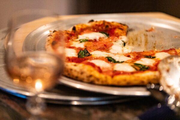 A pizza made by Landon Pietrini and his father Gene Pietrini, in Seal Beach, Calif., on Sept. 19, 2020. (John Fredricks/The Epoch Times)