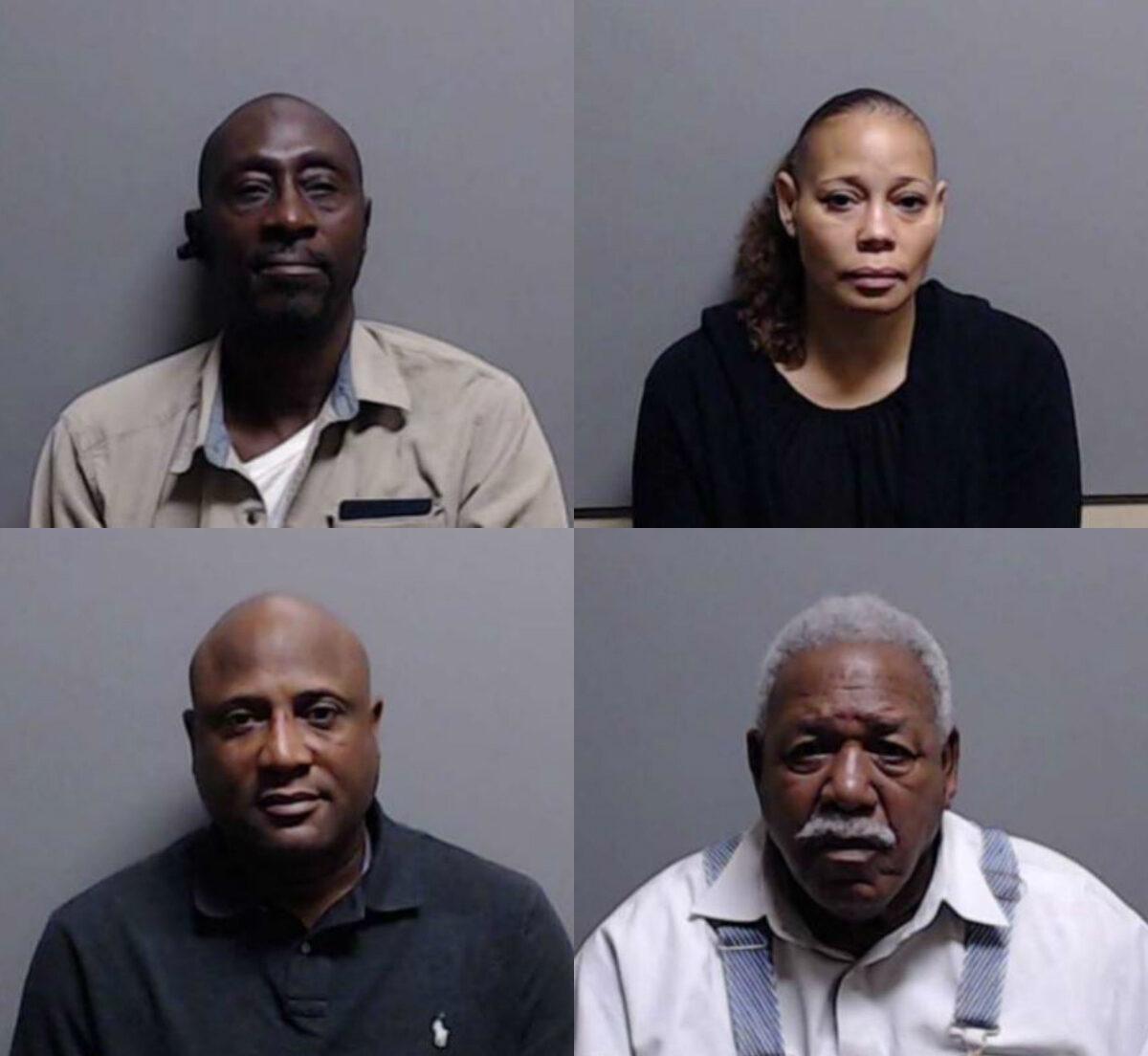 Gregg County Commissioner Shannon Brown, bottom left, his wife Marlena Jackson, top right, DeWayne Ward, top left, and Charlie Burns, bottom right, were charged with voter fraud in Gregg County, Texas. (Gregg County)