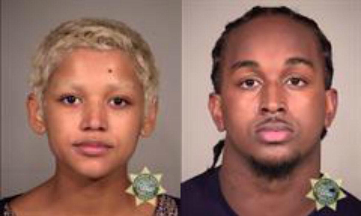 Sophia Paige Kalsta-Watkins, left, and Calvin Jackson have been charged after allegedly committing crimes during rioting in Portland, Ore. (Multnomah County Sheriff's Office)