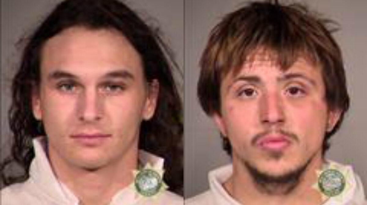 Cyan Bass, left, and Joseph Sipe have been charged after allegedly committing crimes during rioting in Portland, Ore. (Multnomah County Sheriff's Office)