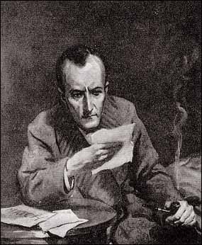 Illustration by H.M. Brock for “The Adventure of the Red Circle,” 1911, by Arthur Conan Doyle, in The Strand Magazine. (Public Domain)