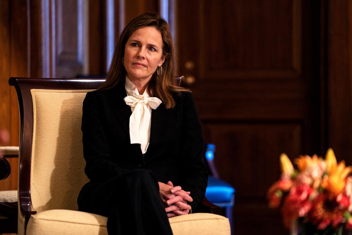 Judge Amy Coney Barrett on Capitol Hill in Washington on Oct. 1, 2020. (Demetrius Freeman-Pool/Getty Images)