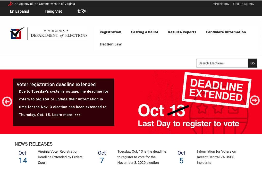 Virginia Voter Registration Extended After Cut Cable Downed Website