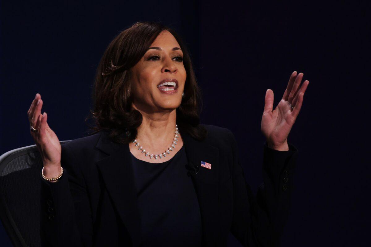 Democratic vice presidential nominee Sen. Kamala Harris (D-Calif.) participates in a debate in Salt Lake City, Utah, on Oct. 7, 2020. (Alex Wong/Getty Images)