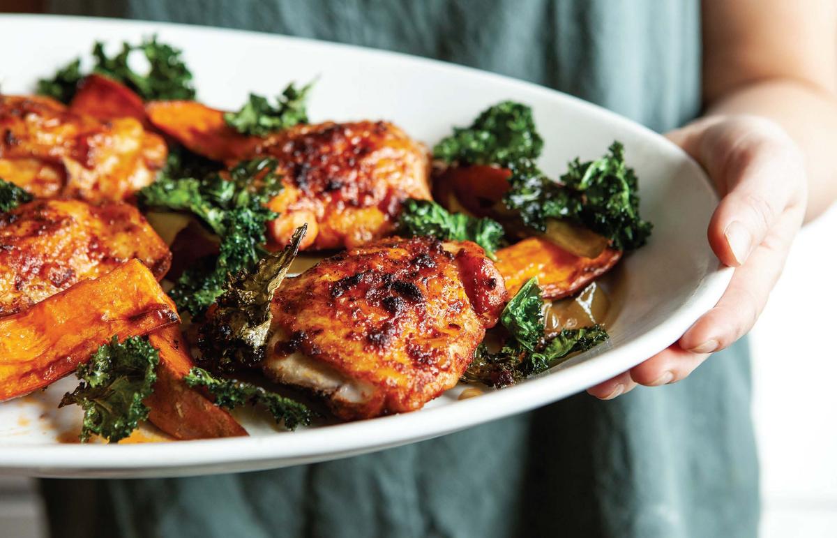 Paprika Chicken With Sweet Potatoes and a Crispy Kale Crown