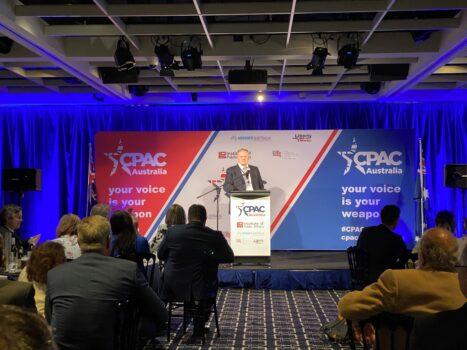 Mark Latham, New South Wales state parliamentarian speaks at CPAC Australia in Sydney, Australia on Nov. 4, 2020. (The Epoch Times)