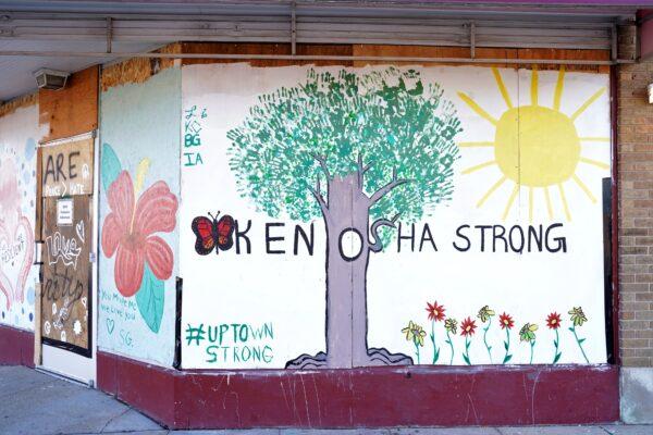 A boarded-up store on 22nd Avenue in Kenosha, Wis., on Nov. 12, 2020. (Cara Ding/The Epoch Times)