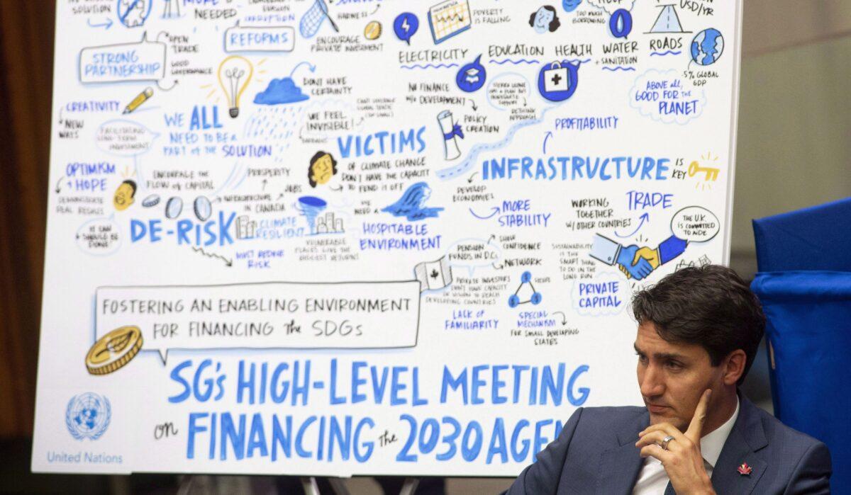 Prime Minister Justin Trudeau participates in a high-level meeting on financing the 2030 Agenda for Sustainable Development at the United Nations on Sept. 24, 2018. (The Canadian Press/Adrian Wyld)