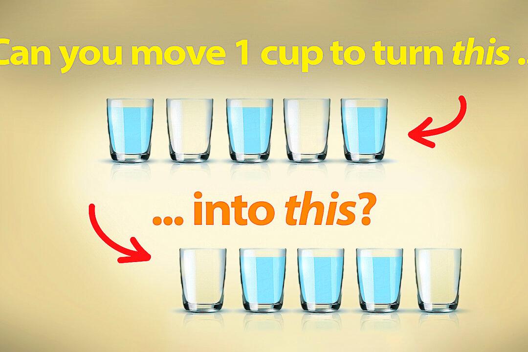 Can You Move Just 1 Cup in the Top Row to Match the Order of the Bottom Row?