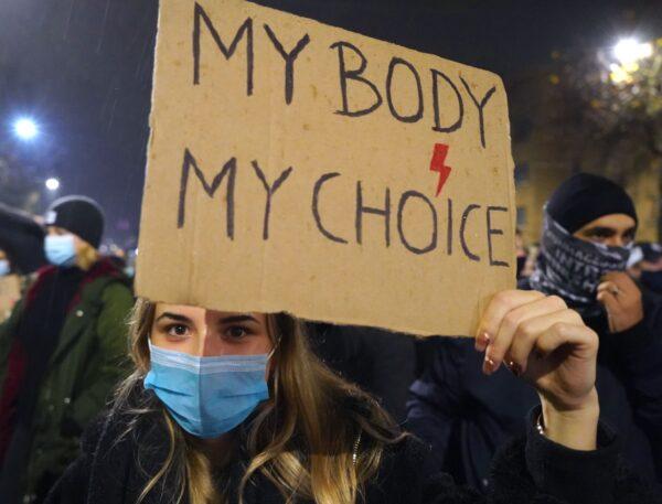 Pro-abortion protestors attend a demonstration against a decision by Poland's Constitutional Court on abortion law restriction Warsaw, Poland, on Oct. 23, 2020. (JANEK SKARZYNSKI/AFP via Getty Images)