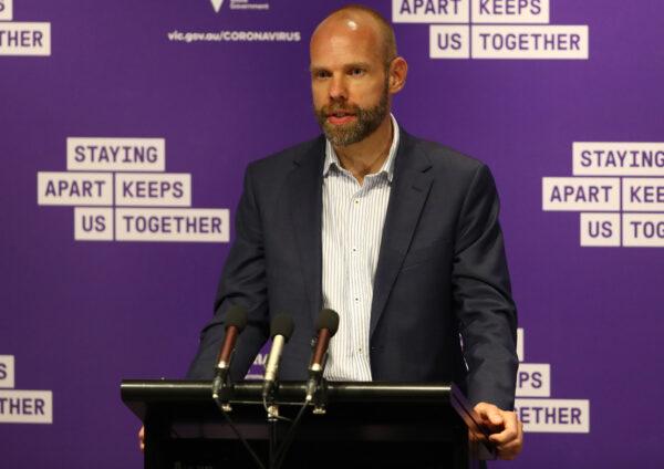 COVID-19 response commander Jeroen Weimar at a press conference in Melbourne, Australia, on Oct. 14, 2020. (Robert Cianflone/Getty Images)