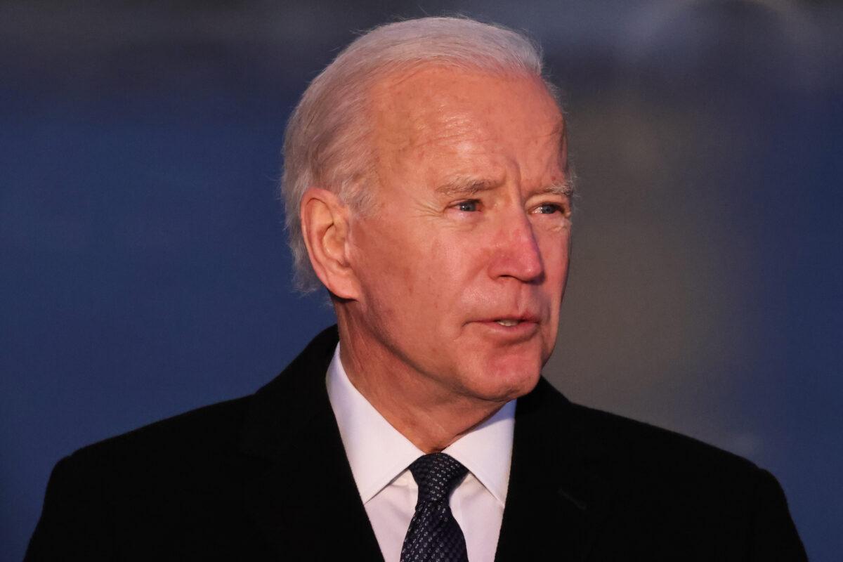 Then-President-elect Joe Biden speaks at a memorial for victims of the COVID-19 pandemic at the Lincoln Memorial in Washington on Jan. 19, 2021. (Michael M. Santiago/Getty Images)