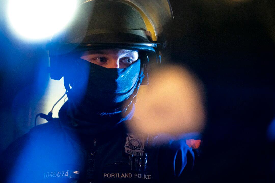 Antifa Activists Smash Windows, Chuck Snowballs at Police in Portland