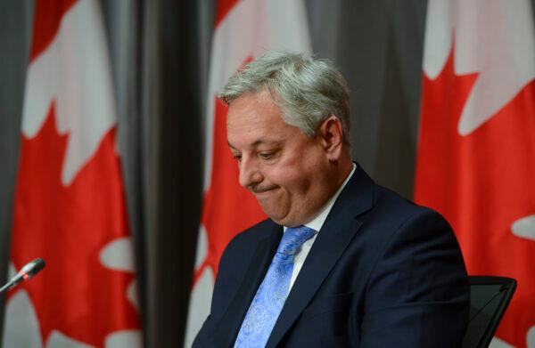 CSIS director David Vigneault holds a press conference on Parliament Hill in Ottawa on July 16, 2020. (Sean Kilpatrick/The Canadian Press)