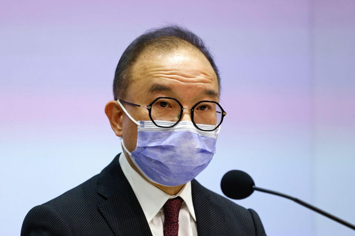 Secretary for Constitutional and Mainland Affairs Erick Tsang Kwok-wai speaks during a news conference to announce changes to election and oath taking rules, in Hong Kong, on Feb. 23, 2021. (Tyrone Siu/Reuters)