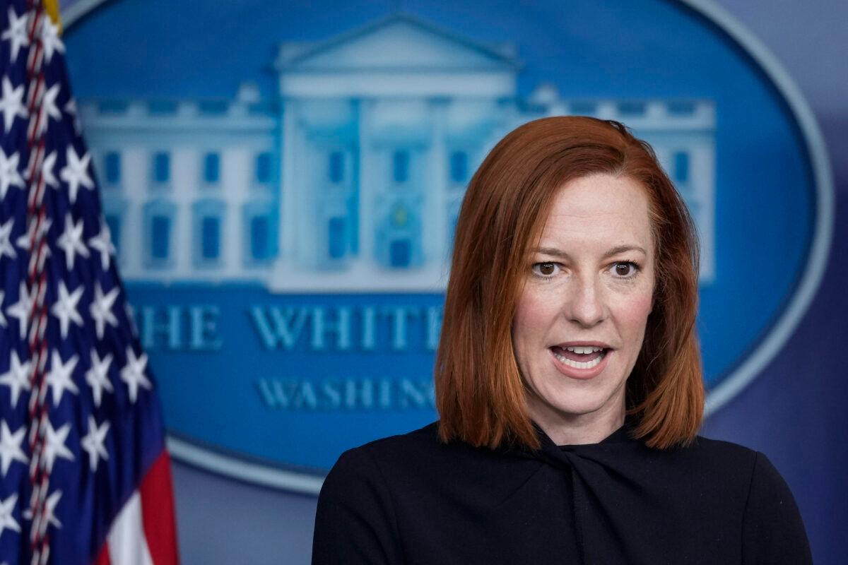 White House Press Secretary Jen Psaki speaks during a press conference at the White House in Washington on March 1, 2021. (Drew Angerer/Getty Images)