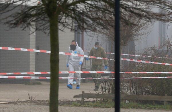 Emergency responders secure the area at the scene of an explosion at a coronavirus disease (COVID-19) testing location in Bovenkarspel, near Amsterdam, Netherlands, on March 3, 2021. (Eva Plevier/Reuters)