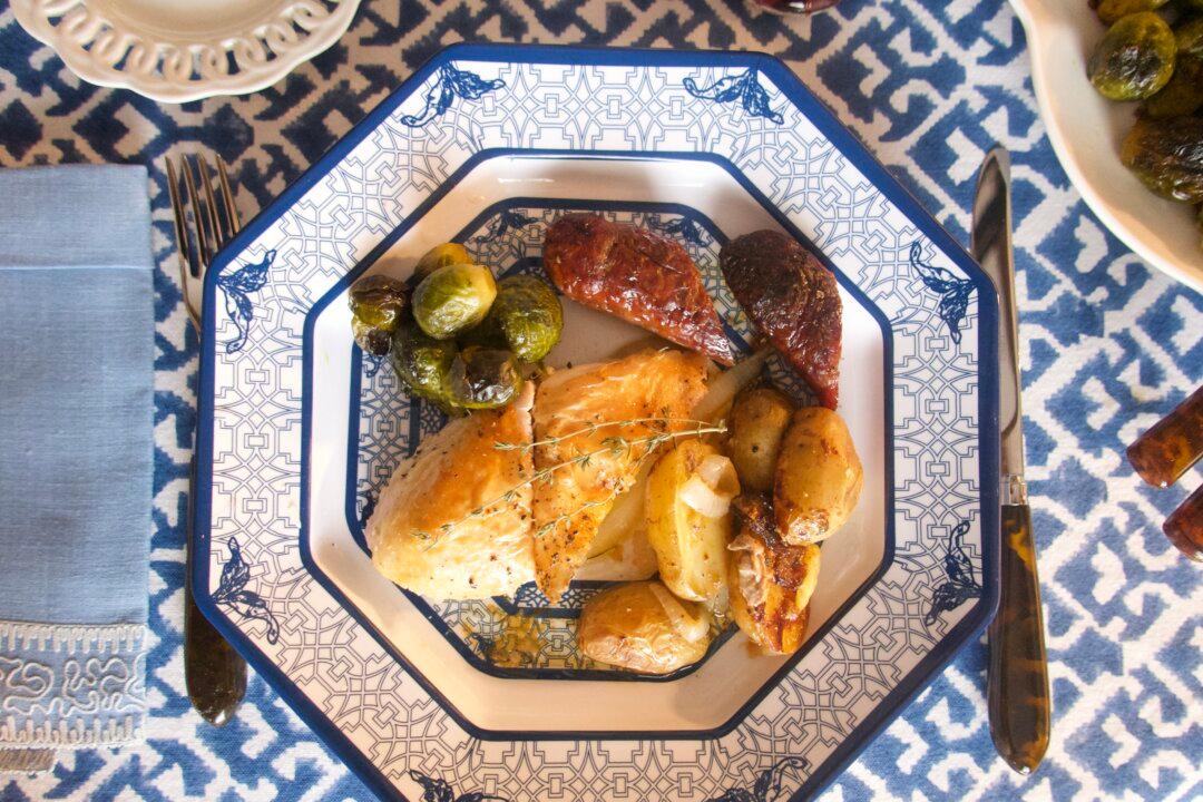 Roast Chicken With Sausages and Potatoes