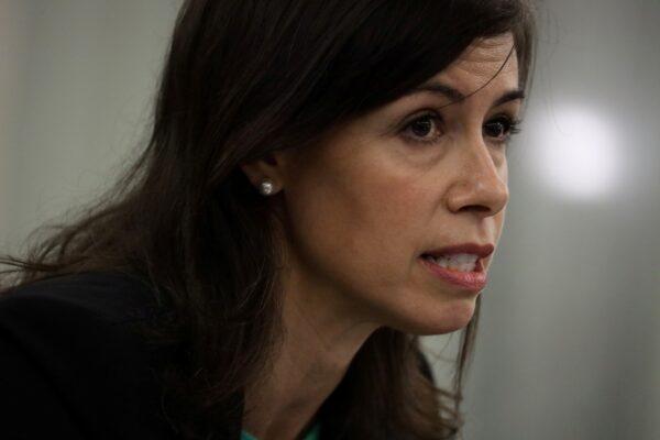 Jessica Rosenworcel testifies during an oversight hearing held by the U.S. Senate Commerce, Science, and Transportation Committee to examine the Federal Communications Commission (FCC), in Washington, on June 24, 2020. (Alex Wong/Pool via Reuters)