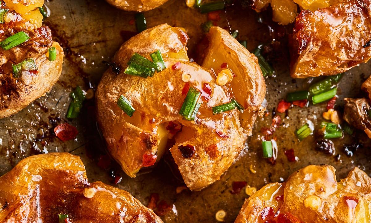 Hot Honey Butter Smashed Potatoes Hit All the Right Notes