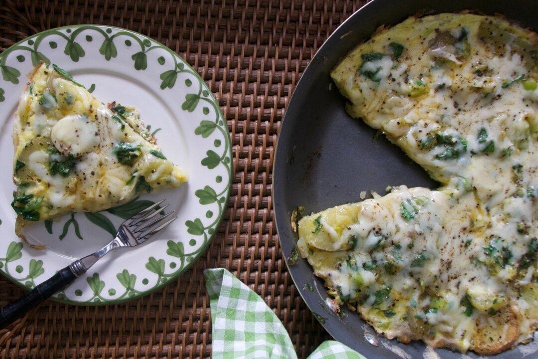 Leek, Spinach, and Potato Frittata