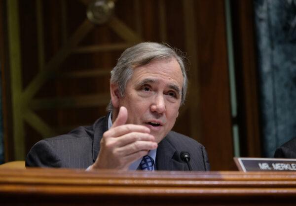 Sen. Jeff Merkley (D-Ore.) speaks at a Senate hearing in Washington on April 11, 2019. (Alex Wroblewski/Getty Images)