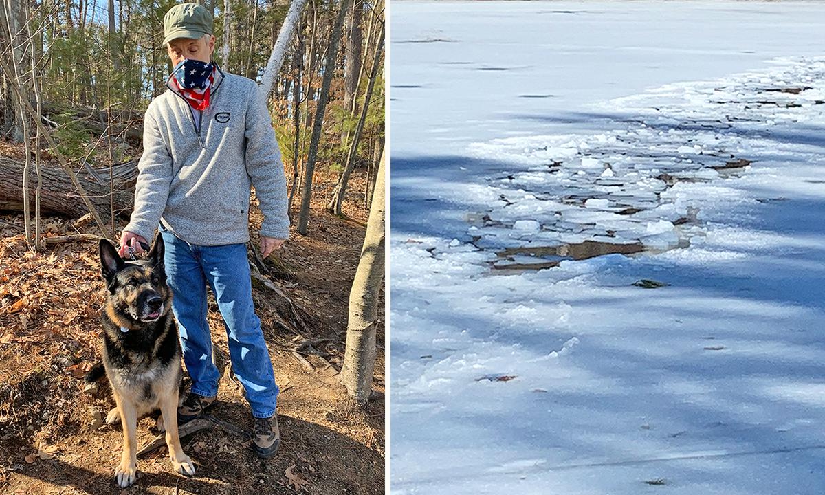 German Shepherd Alerts Owner to Save Biker From Frozen Pond: ‘He’s the Hero’