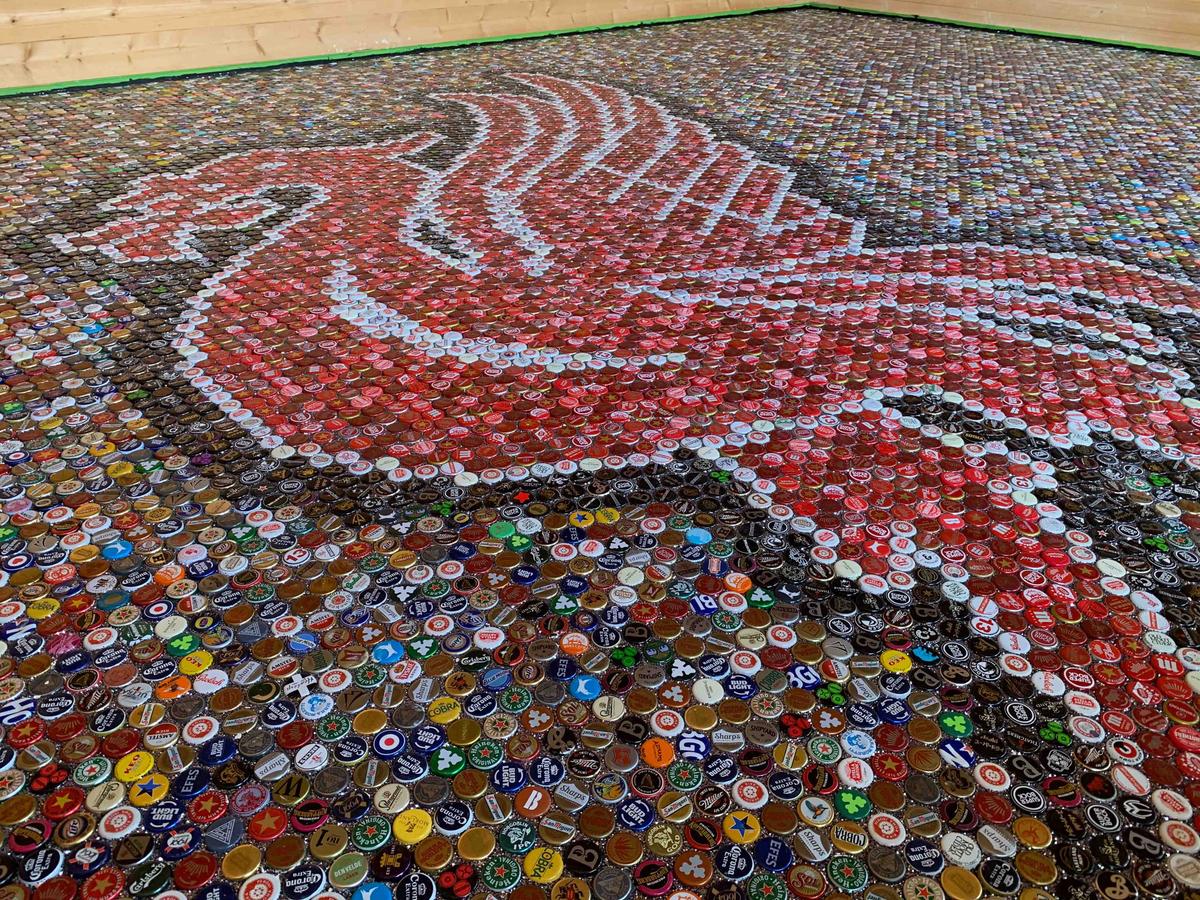 The Liver bird mosaic completed (Caters News)