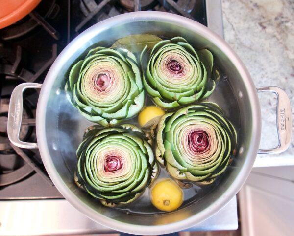 Steaming is perhaps the easiest, simplest way to prepare artichokes. (Victoria de la Maza)